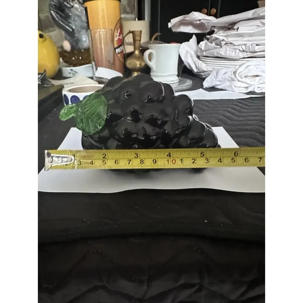 Vintage Large Studio Art Glass Hand Blown Fruit Vegetables Black GRAPES 5